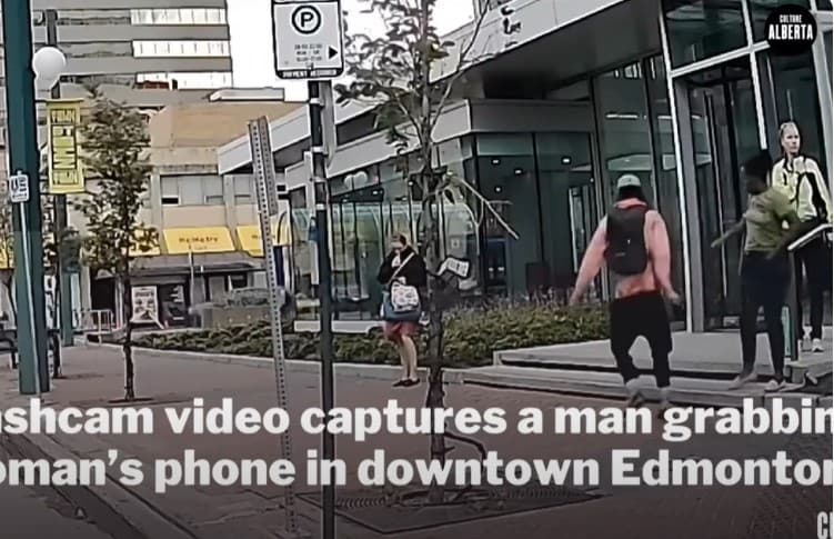 Dashcam Footage Captures Brazen Phone Snatching in Downtown Edmonton