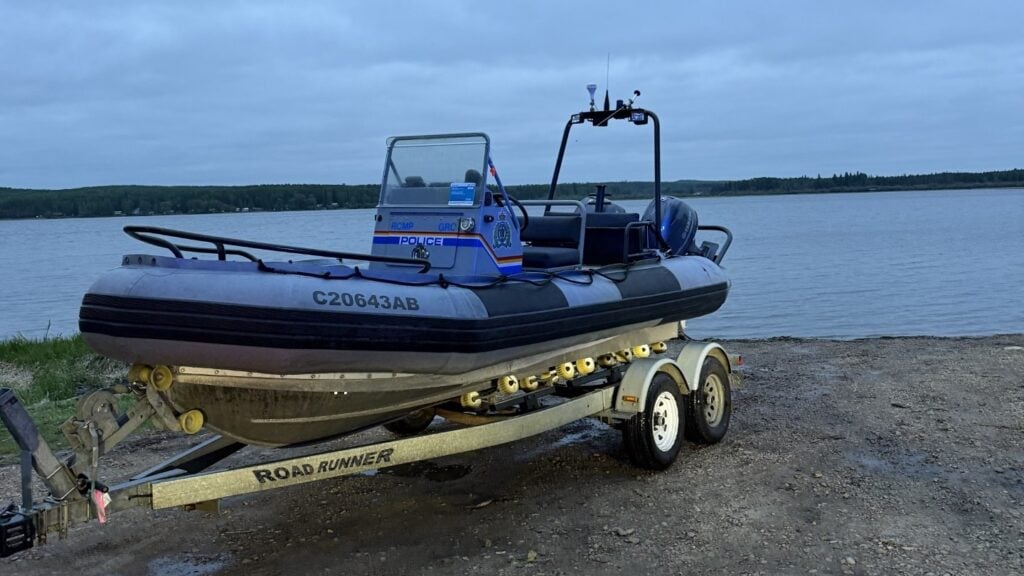 Parkland RCMP Rescued a Man and Two Children Stranded on a Lake Northwest of Edmonton After Their Boat Motor Failed