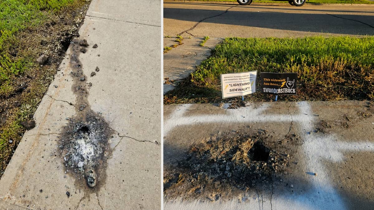 Edmonton Lightning Strike Blasts Crater Into Sidewalk, University of Alberta to Study Damaged Slab
