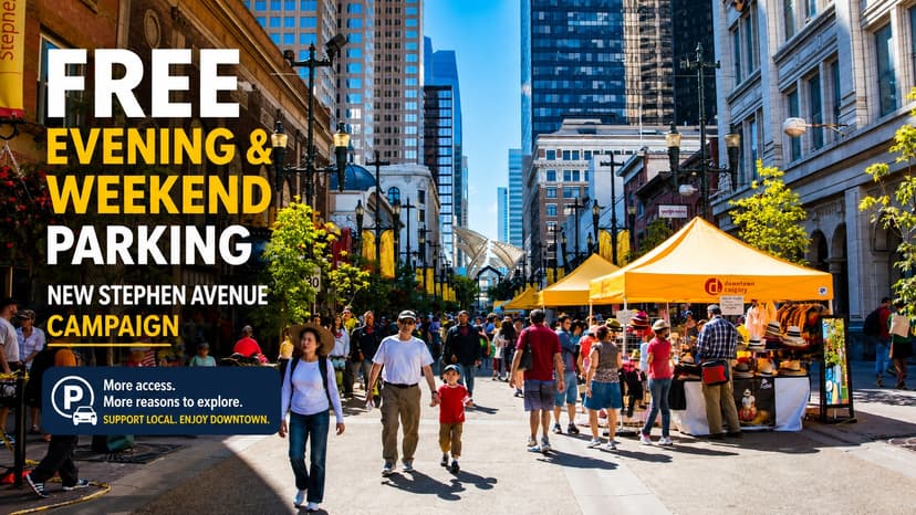 Free Evening and Weekend Parking Downtown Calgary Until June 2027 Under New Stephen Avenue Campaign