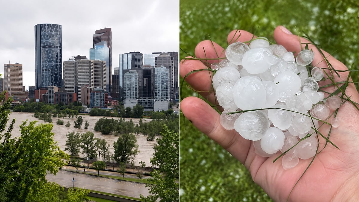 Severe Storm East of Calgary Leaves Hail Covering Roads Near Langdon and Chestermere