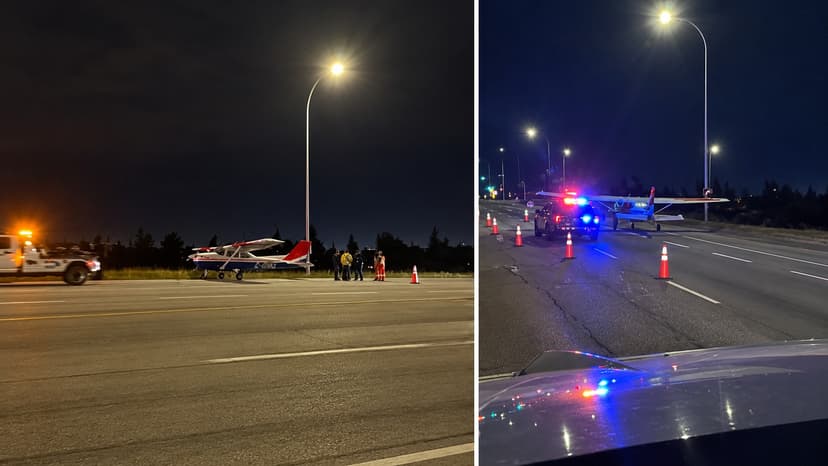 Small Plane Loses Engine Power, Makes Emergency Landing on Highway 21 East of Edmonton