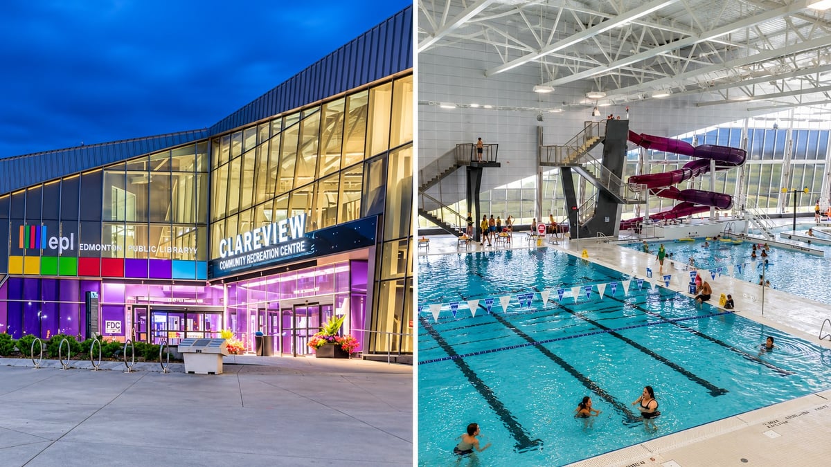 Edmonton's Clareview Rec Centre Pool Closes Oct. 10 Until March. The Big Purple Waterslide Is Being Replaced.