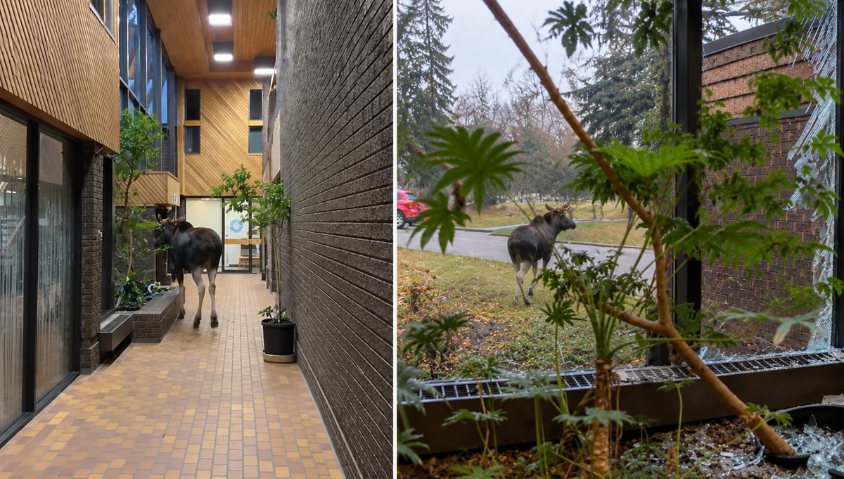 Moose Smashes Through Calgary Office Window, Roams Hallways Before Wildlife Officers Relocate It